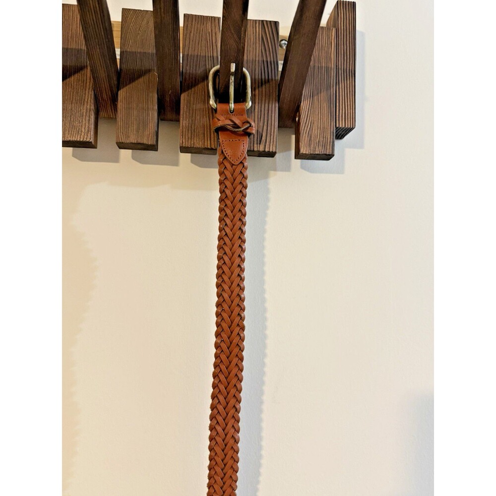 Capezio Women Brown Genuine Leather Braided Belt M/L Woven Fits 36 Waist - Picture 7 of 11